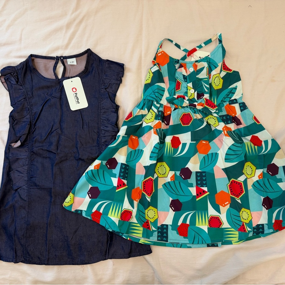 PatPat Navy and Multicolor Kids Dress Set